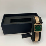Daniel Wellington Quadro Studio Green Dial Rose Gold Mesh Strap Watch For Women - DW00100520