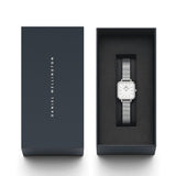 Buy Shop Daniel Wellington Quadro Studio White Dial Silver Mesh Bracelet Watch For Women - DW00100521 USA Online