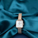Buy Shop Daniel Wellington Quadro Studio White Dial Rose Gold Mesh Strap Watch For Women - DW00100517 USA Online