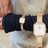 Buy Shop Daniel Wellington Quadro Studio White Dial Rose Gold Mesh Strap Watch For Women - DW00100517 USA Online