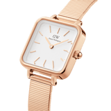 Buy Shop Daniel Wellington Quadro Studio White Dial Rose Gold Mesh Strap Watch For Women - DW00100517 USA Online