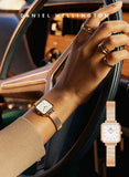 Daniel Wellington Quadro Studio White Dial Rose Gold Mesh Strap Watch For Women - DW00100517