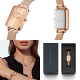 Buy Shop Daniel Wellington Quadro Unitone Rose Gold Dial Rose Gold Mesh Strap Watch For Women - DW00100484 USA Online