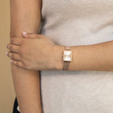 Buy Shop Daniel Wellington Quadro Unitone Rose Gold Dial Rose Gold Mesh Strap Watch For Women - DW00100484 USA Online