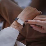 Buy Shop Daniel Wellington Quadro White Dial Black Leather Strap Watch For Women - DW00100434 USA Online