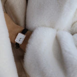 Buy Shop Daniel Wellington Quadro White Dial Black Leather Strap Watch For Women - DW00100434 USA Online