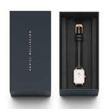Buy Shop Daniel Wellington Quadro White Dial Black Leather Strap Watch For Women - DW00100434 USA Online
