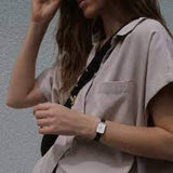 Buy Shop Daniel Wellington Quadro White Dial Black Leather Strap Watch For Women - DW00100434 USA Online