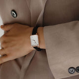 Buy Shop Daniel Wellington Quadro White Dial Black Leather Strap Watch For Women - DW00100434 USA Online