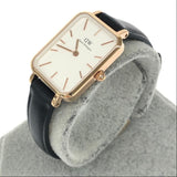 Buy Shop Daniel Wellington Quadro White Dial Black Leather Strap Watch For Women - DW00100434 USA Online