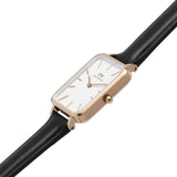 Buy Shop Daniel Wellington Quadro White Dial Black Leather Strap Watch For Women - DW00100434 USA Online