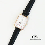 Buy Shop Daniel Wellington Quadro White Dial Black Leather Strap Watch For Women - DW00100434 USA Online