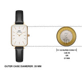 Buy Shop Daniel Wellington Quadro White Dial Black Leather Strap Watch For Women - DW00100434 USA Online