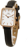 Buy Shop Daniel Wellington Quadro White Dial Black Leather Strap Watch For Women - DW00100434 USA Online