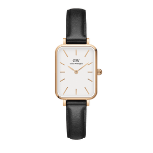 Buy Shop Daniel Wellington Quadro White Dial Black Leather Strap Watch For Women - DW00100434 USA Online