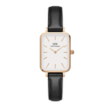 Buy Shop Daniel Wellington Quadro White Dial Black Leather Strap Watch For Women - DW00100434 USA Online