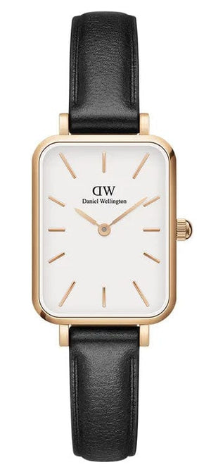 Buy Shop Daniel Wellington Quadro White Dial Black Leather Strap Watch For Women - DW00100434 USA Online