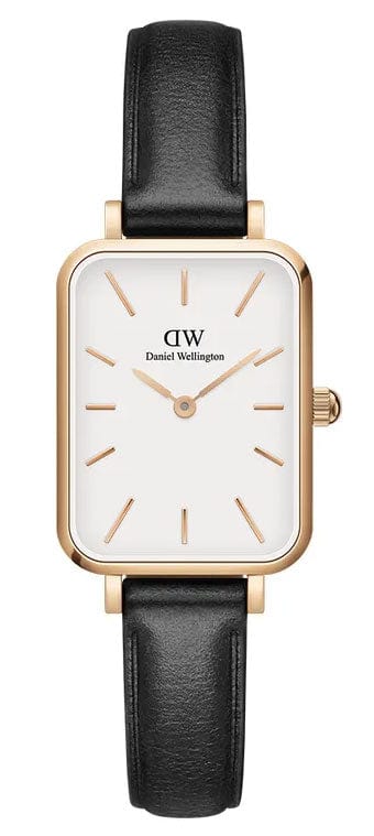 Buy Shop Daniel Wellington Quadro White Dial Black Leather Strap Watch For Women - DW00100434 USA Online