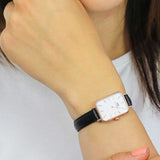 Daniel Wellington Quadro White Dial Black Leather Strap Watch For Women - DW00100434