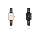 Buy Shop Daniel Wellington Quadro White Dial Black Leather Strap Watch For Women - DW00100450 USA Online