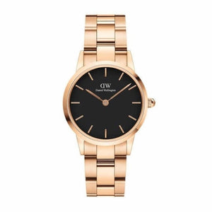Buy Shop Daniel Wellington Iconic Link Analog Black Dial Rose Gold Steel Strap Watch For Women - DW00100214 USA Online