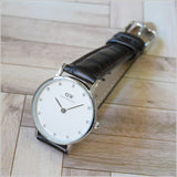 Buy Shop Daniel Wellington York White Dial Brown Leather Strap Watch For Women - DW00100069 USA Online
