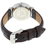 Buy Shop Daniel Wellington York White Dial Brown Leather Strap Watch For Women - DW00100069 USA Online