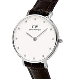 Buy Shop Daniel Wellington York White Dial Brown Leather Strap Watch For Women - DW00100069 USA Online