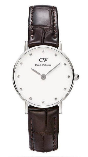 Buy Shop Daniel Wellington York White Dial Brown Leather Strap Watch For Women - DW00100069 USA Online
