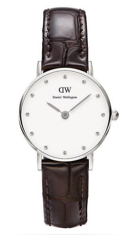 Buy Shop Daniel Wellington York White Dial Brown Leather Strap Watch For Women - DW00100069 USA Online