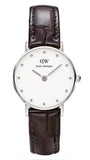 Buy Shop Daniel Wellington York White Dial Brown Leather Strap Watch For Women - DW00100069 USA Online