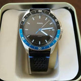 Buy Shop Fossil Sport 54 Day Date Black Dial Black Leather Strap Watch for Men - FS5321 USA Online