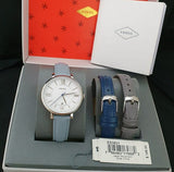 Buy Shop Fossil Jacqueline White Dial Light Blue Leather Strap Watch for Women - ES3821 USA Online