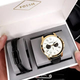Buy Shop Fossil Grant Chronograph White Dial Black Leather Strap Watch for Men - FS5272 USA Online