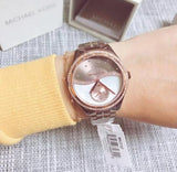 Buy Shop Michael Kors Lauryn Rose Gold Dial Brown Steel Strap Watch for Women - MK3757 USA Online