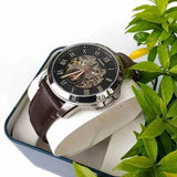 Buy Shop Fossil Grant Automatic Skeleton Black Dial Brown Leather Strap Watch for Men - ME3095 USA Online