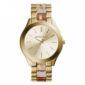 Buy Shop Michael Kors Slim Runway Gold Dial Two Tone Steel Strap Watch for Women - MK4300 USA Online