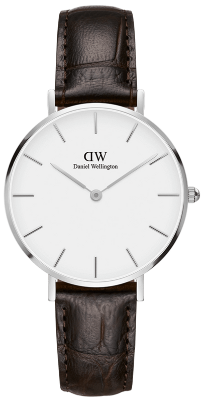 Buy Shop Daniel Wellington Classic Petite Reading White Dial Black Leather Strap Watch For Women - DW00100241 USA Online
