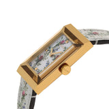 Buy Shop Gucci G-Frame Floral Mother of Pearl Dial White Leather Strap Watch For Women - YA147407 USA Online