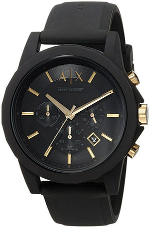 Buy Shop Armani Exchange Outerbanks Chronograph Black Dial Black Steel Strap Watch For Men - AX7105 USA Online