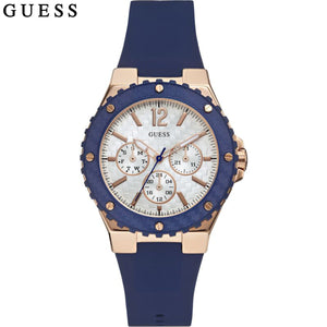 Buy Shop Guess Overdrive White Dial Blue Rubber Strap Watch for Women - W0149L5 USA Online