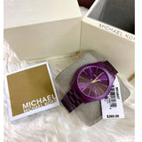 Buy Shop Michael Kors Slim Runway Quartz Purple Dial Purple Steel Strap Watch For Women - MK4507 USA Online