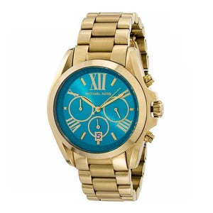 Buy Shop Michael Kors Bradshaw Chronograph Blue Dial Gold Steel Strap Watch For Women - MK5975 USA Online