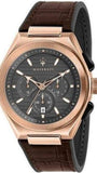 Buy Shop Maserati Triconic Chronograph Grey Dial Brown Leather Strap Watch For Men - R8871639003 USA Online