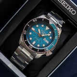 Seiko 5 Sports SKX Skeleton Green Dial Silver Steel Strap Watch For Men - SRPJ45K1