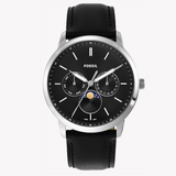 Buy Shop Fossil Neutra Minimalist Moonphase Black Dial Black Leather Strap Watch for Men - FS5904 USA Online