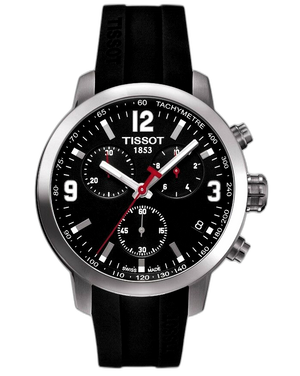 Buy Shop Tissot PRC 200 Chronograph Black Dial Black Rubber Strap Watch for Men - T114.417.17.057.00 USA Online