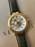 Versace Aion Chronograph White Dial Green Leather Strap Watch for Men - VBR020017