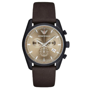 Buy Shop Emporio Armani Sportivo Chronograph Beige Dial Brown Leather Strap Watch For Men - AR6078 USA Online