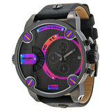 Buy Shop Diesel Badass Chronograph Anthracite Dial Black Leather Strap Watch For Men - DZ7270 USA Online